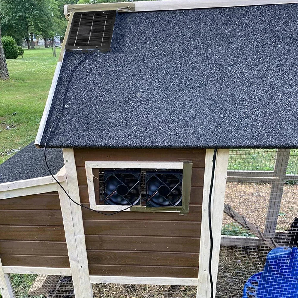 Solar Panel & 4.7inch Exhaust Fan 10W 12V Solar Powered Panel Kit Solar Panel Kitfor Roof Vent for Chicken Coop Shed Pet House