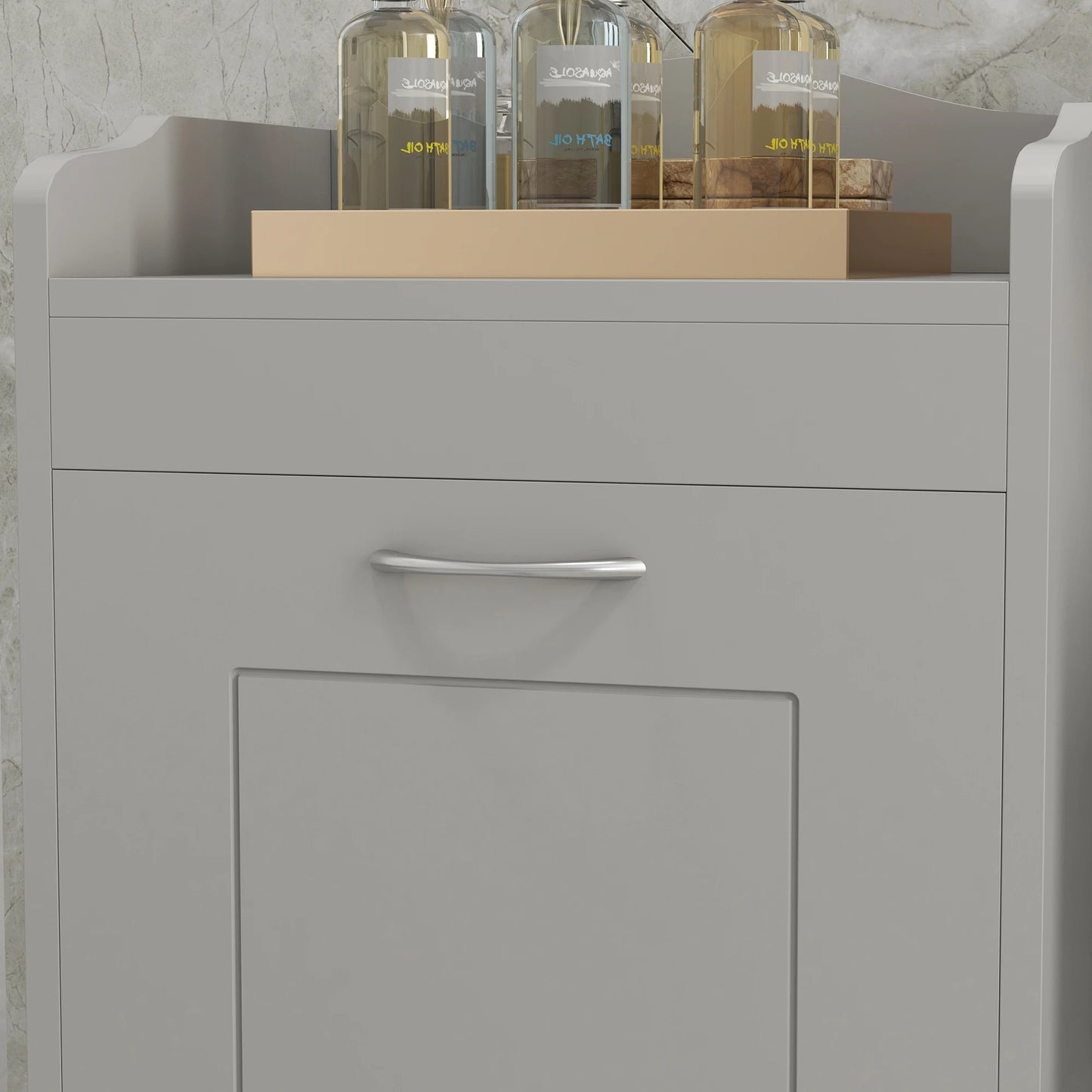 Wooden Bathroom Laundry Hamper Cabinet Tilt Out Basket Storage Home Furniture