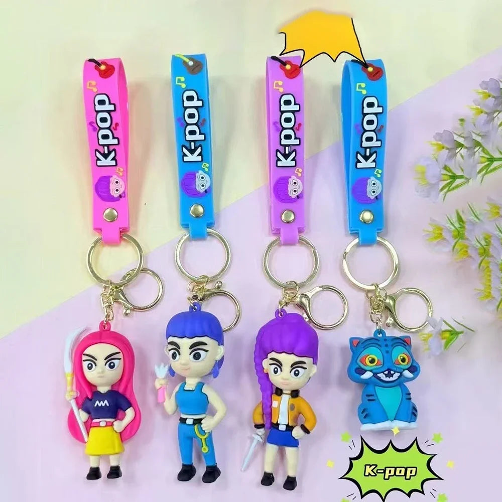 Super popular KPop Devil Hunter Peripheral Widget Rumi Mira Zoe PVC Keychain Backpack Decoration Widget Accessories Toys