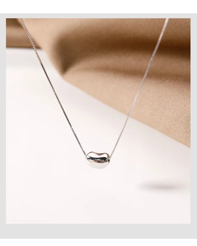 925 Sterling Silver Necklace Pendant Soybean High Quality Fashion Jewelry For Women Chains Wedding Birthday Gift