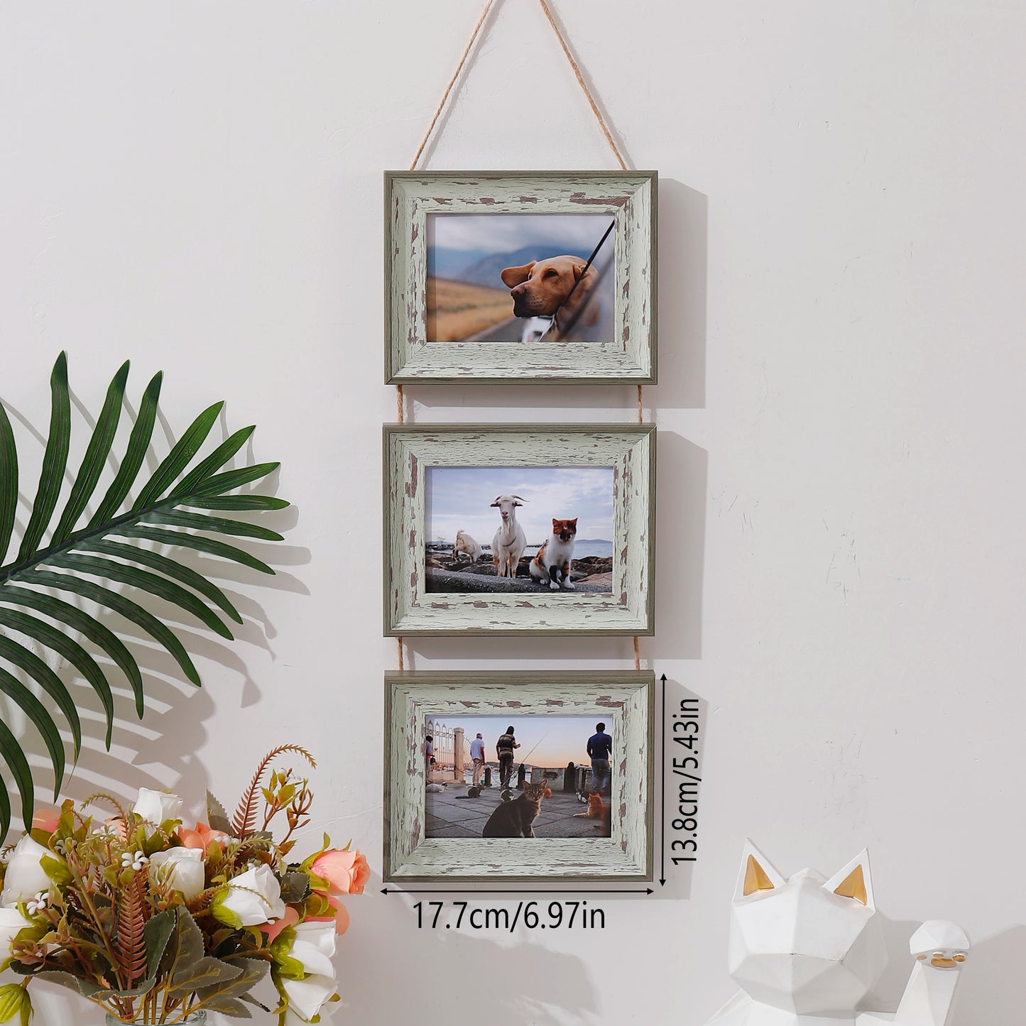 1pc triple 5 "horizontal plastic picture frame Hanging picture frame Splice frame Vertical wall decoration picture frame