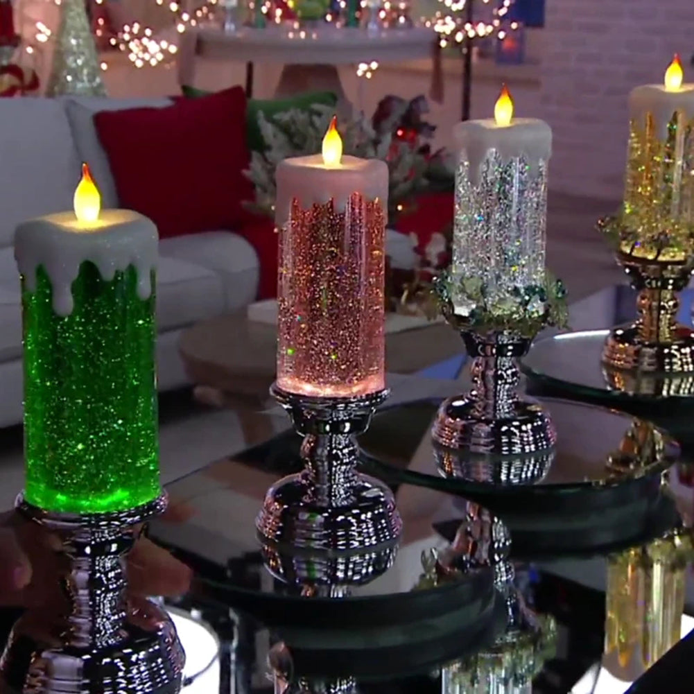 Rechargeable Colour Electronic LED Waterproof Candle With Glitter Colour Changing LED Water Candle