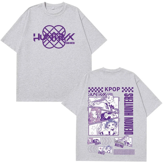 Kpop Demon Hunters Huntrix T Shirts Men Women Pure Cotton Clothing T-Shirt Vintage Short Sleeve High-quality Fashion T-Shirt