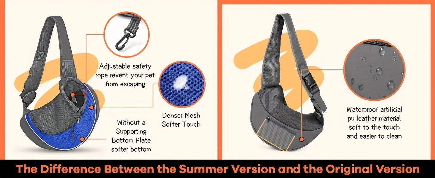 Portable Mesh Breathable Pet Shoulder Bag, Crossbody Cat and Dog Luggage, Small Chest Backpack for Travel and Walking