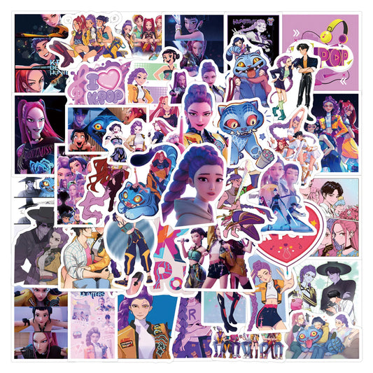 3PCS Set KPop Demon Hunters Anime Sticker Vintage Stickers Pack Waterproof Decal For DIY Decoration Bumper Phone Hard Hat Kids