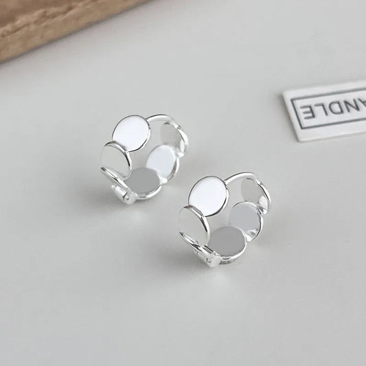 Real 925 Sterling Silver Gisc Geometric Hoop Earrings For Women Classic Fine Jewelry Minimalist Accessories