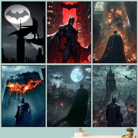 1PC B-Batman Poster Self-adhesive Art Waterproof Paper Sticker Coffee House Bar Room Wall Decor