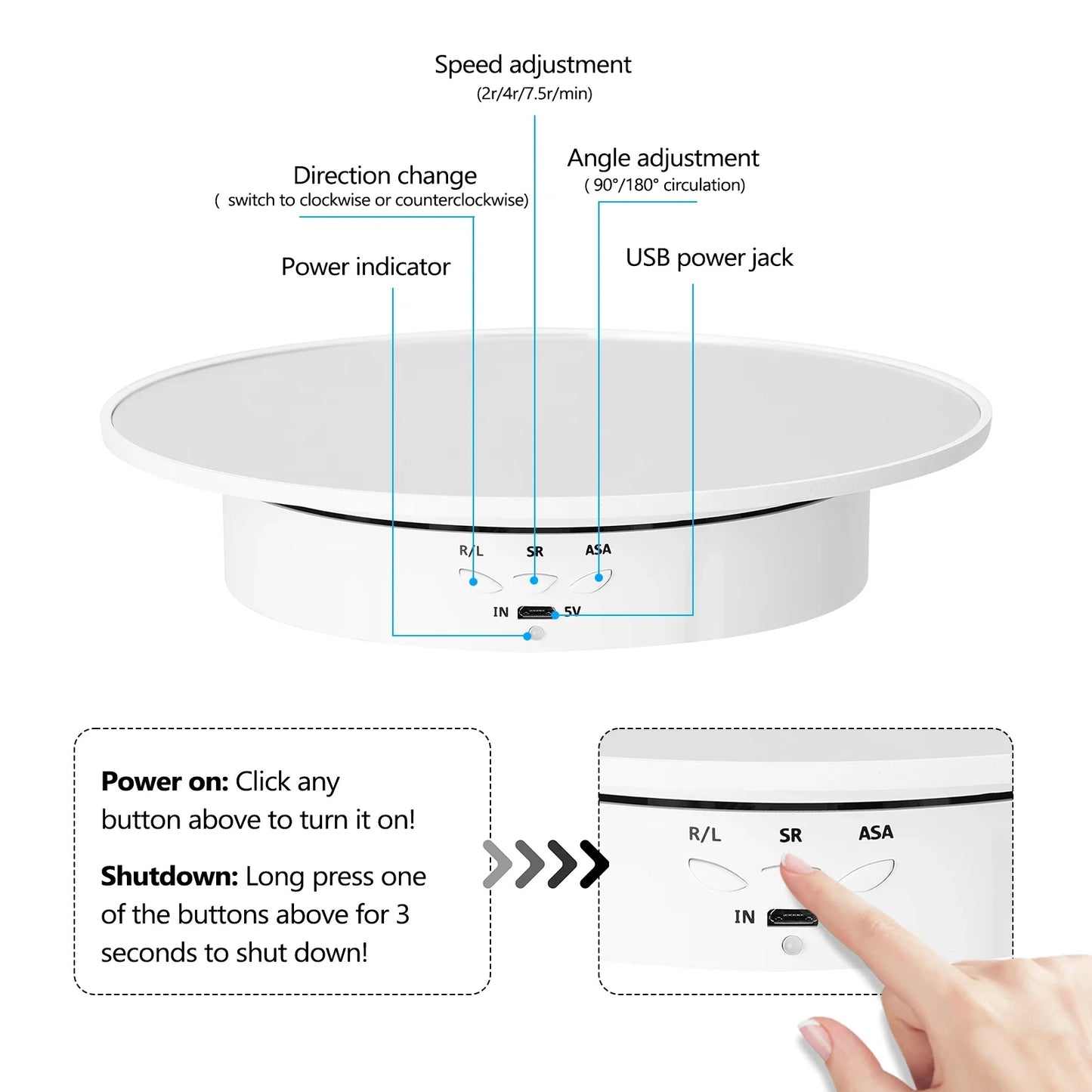 Photography Turntable Electric Rotating Display Stand 360 Degree with Remote Control Motorized Turntable for Photos or Videos