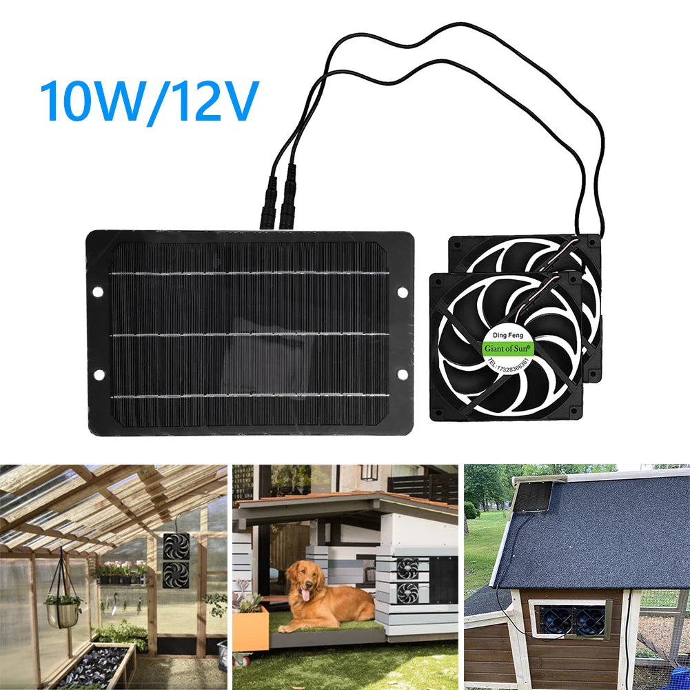 Solar Panel & 4.7inch Exhaust Fan 10W 12V Solar Powered Panel Kit Solar Panel Kitfor Roof Vent for Chicken Coop Shed Pet House