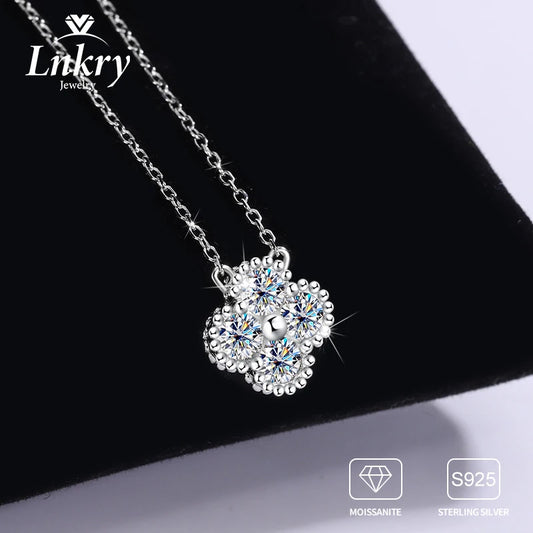 Lnkry 3mm 0.1ct Moissanite Necklace Certified 925 Sterling Silver Lucky Clover Flower Pendant Necklace For Women 2025 Jewely
