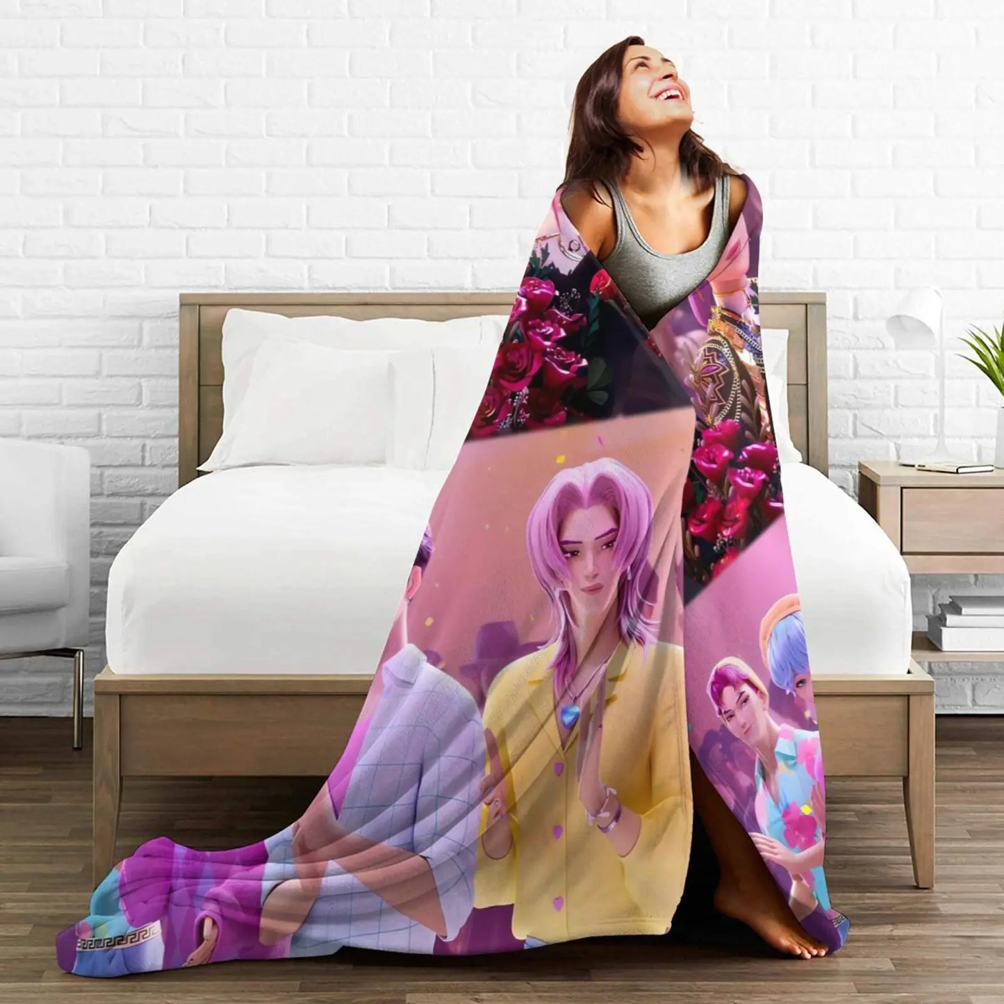 Funny Sajaboys & Huntrix Girls Cozy Super Soft Flannel Blanket