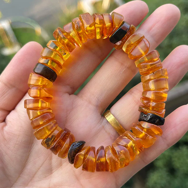 Big Natural Amber Bracelet for Unisex Gift Irregular New Unique 100% Genuine Ambre Diy Beads Healing Jewelry Supplier Wholesale