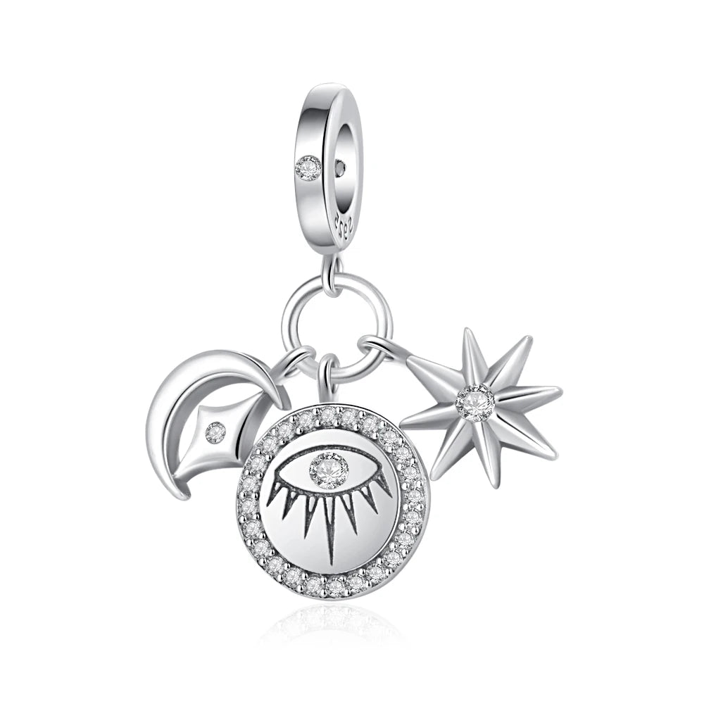 New 925 Silver Eye Palm Skull Wings Sun Pendants Charms Beads Fit Original Bracelet Accessories DIY Jewelry For Women