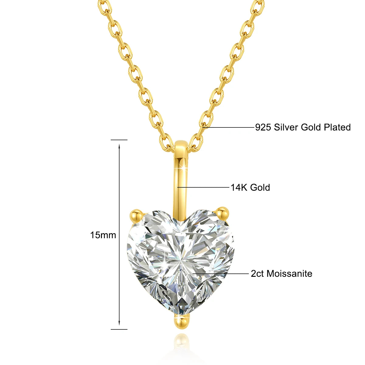 Oval Cut Moissanite Diamond Pendant 14K Gold for Women 2CT 3CT D VVS1 100% Au585 Necklaces for Anniversary Gifts Classic Jewelry