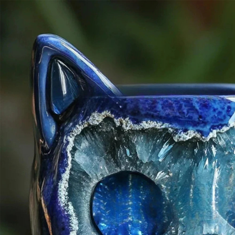 Cat Mineral Crystal Coffee Mugs Handmade Resin