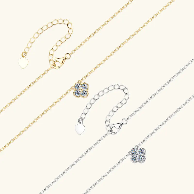 Lnkry 3mm 0.1ct Moissanite Necklace Certified 925 Sterling Silver Lucky Clover Flower Pendant Necklace For Women 2025 Jewely