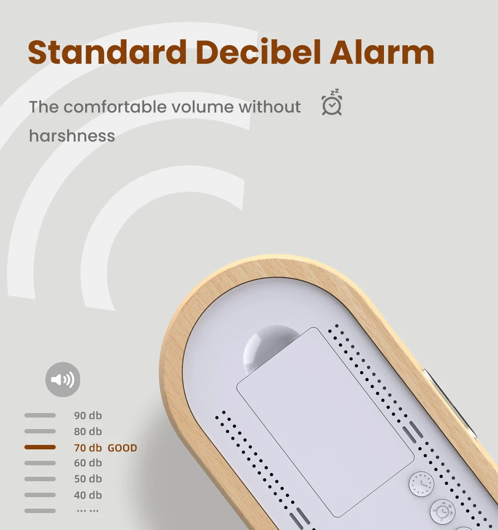 FanJu Digital Clock Alarm Snooze Table Thermometer Electronic USB charger LED Wooden Watch Living room Desk Clocks AAA Powered