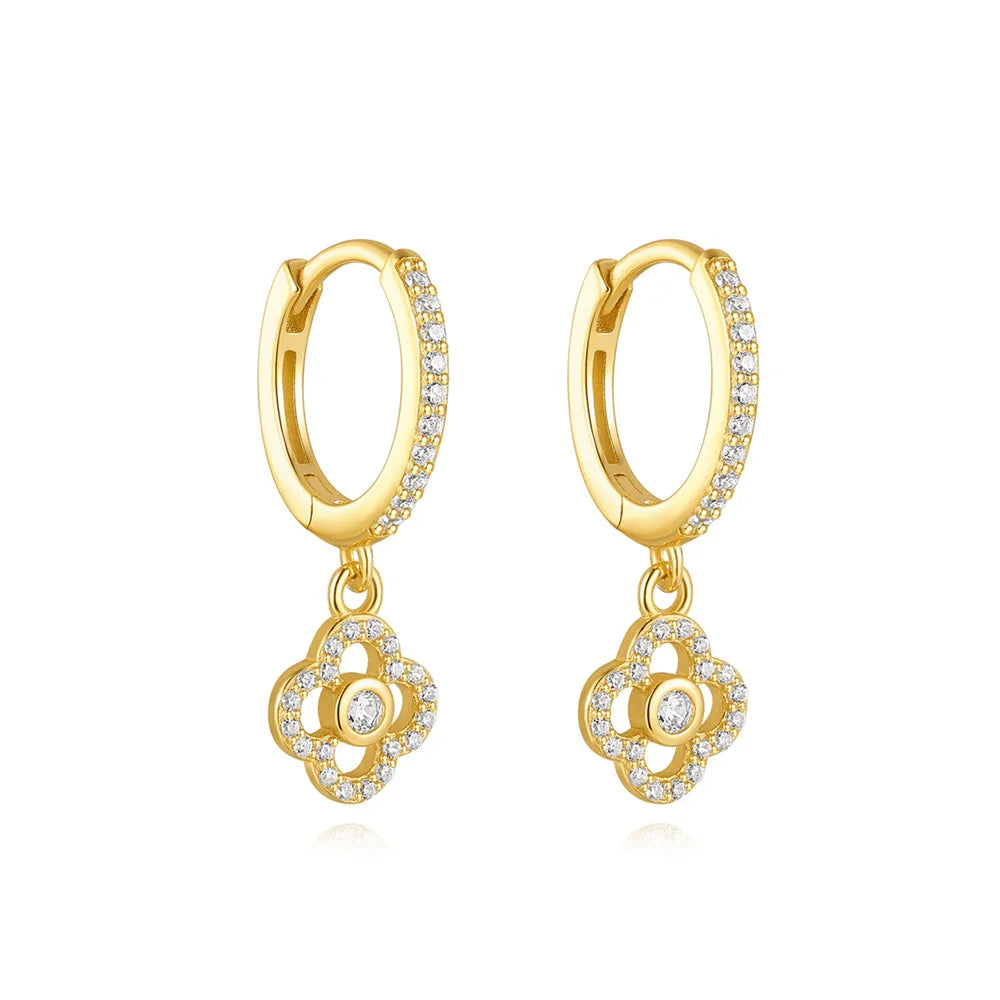 ROXI 925 Sterling Silver luxury leaf Design zircon Charms hoop earrings for women Shiny Zircon Wedding Party jewelry gift plata