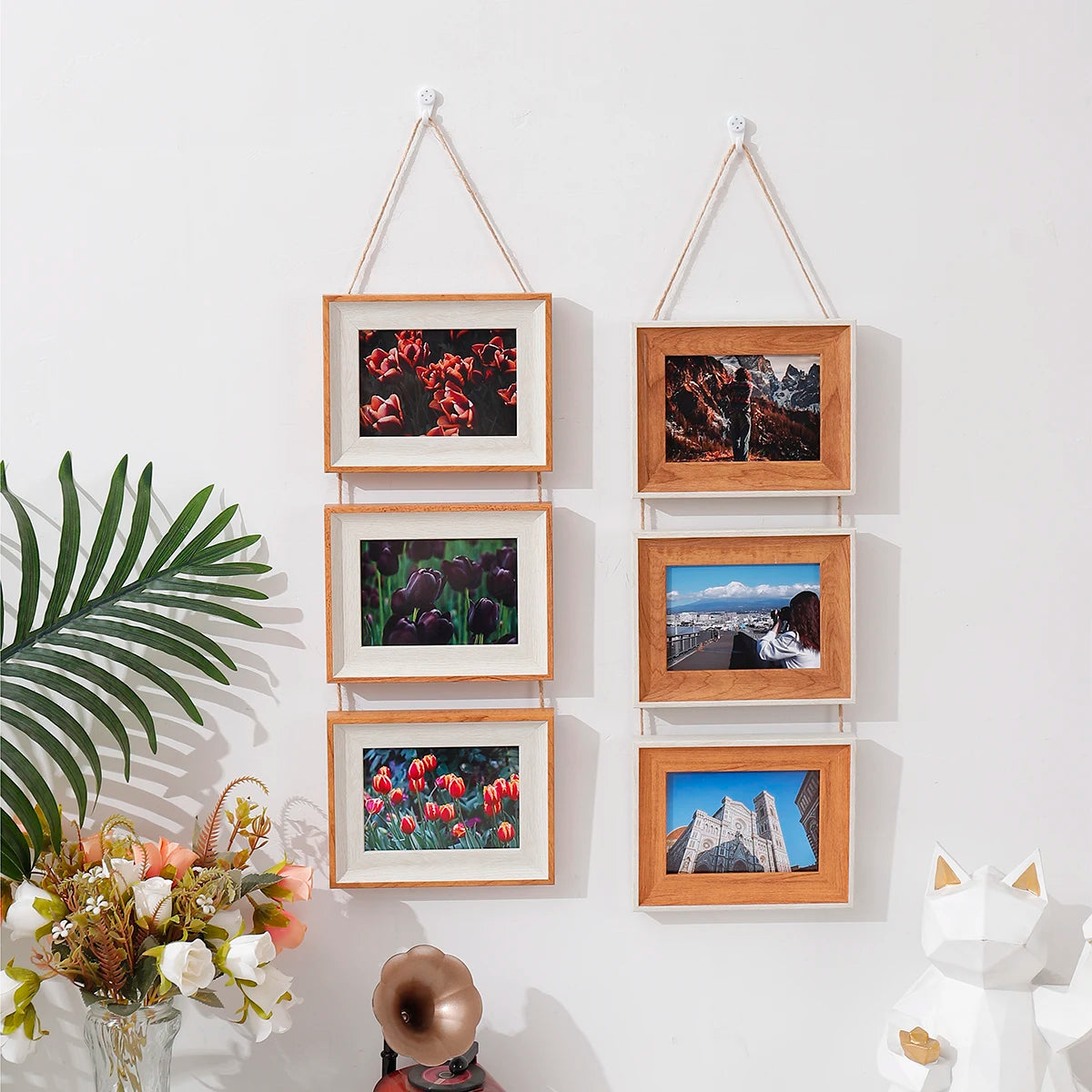 1pc triple 5 "horizontal plastic picture frame Hanging picture frame Splice frame Vertical wall decoration picture frame