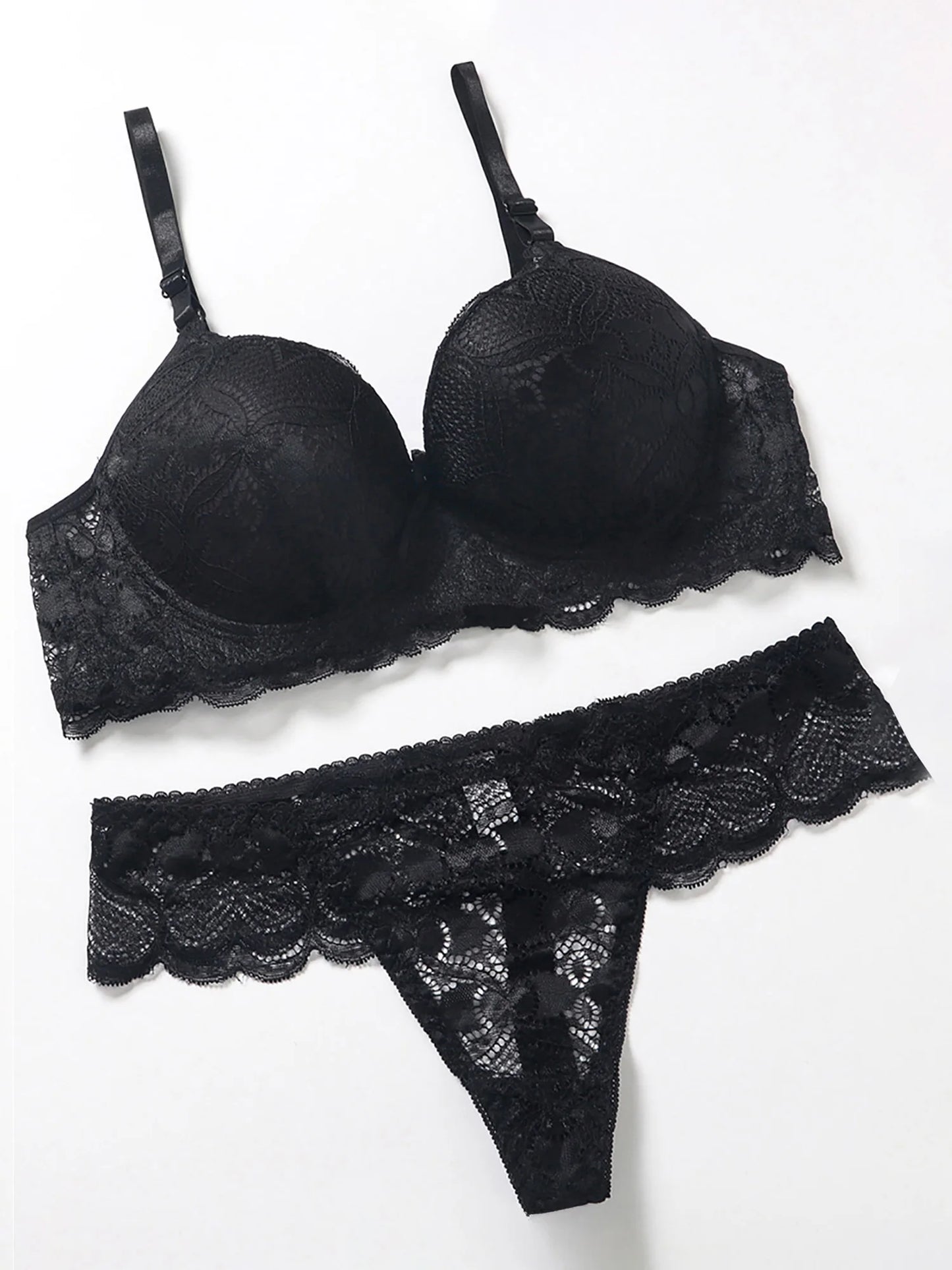 Women s Floral Lace Lingerie Set Sheer Mesh Seductive Babydoll Push up Bra and Panty 2 Pcs Set with Garter Belt