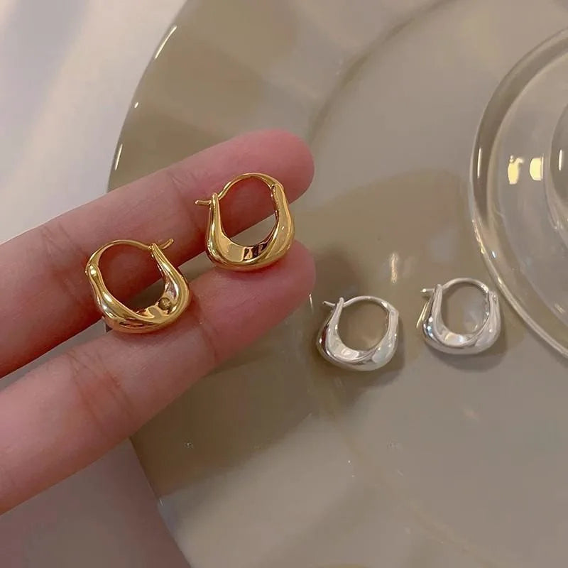 925 Sterling Silver Hoops Earrings for Women Fashion Simple Chunky Round Circle Drop Earring Prevent Allergy Jewelry Party Gifts