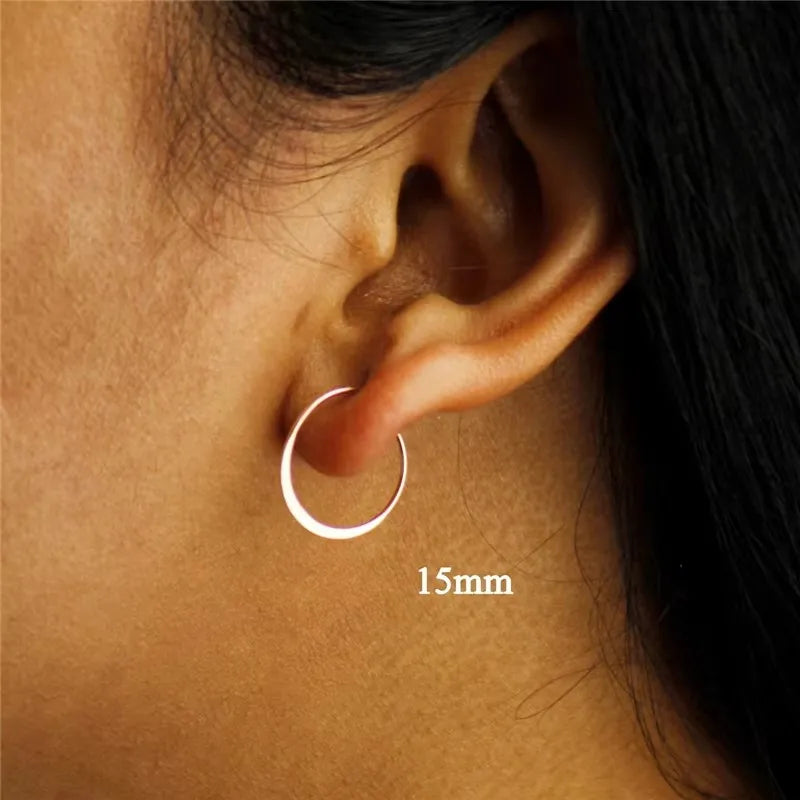 14K Gold Filled Flattened Wire Hoop Earrings Gold Jewelry Gold Hoop Earrings Brincos Pendientes Oorbellen Boho Women Earrings