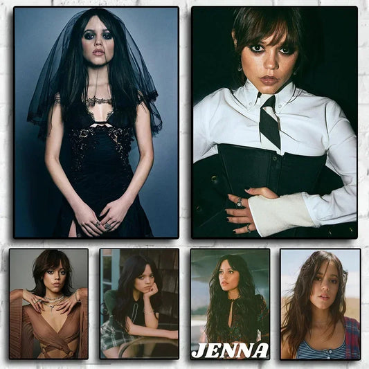 Canvas Painting Wall Art Pictures TV Show Star Actress Jenna Ortega Sexy Portrait Poster Popular Teenage Dorm Home Decor
