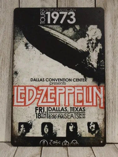 Live in Concert Tin Metal Poster Sign 1973 Tour Vintage Style Zep