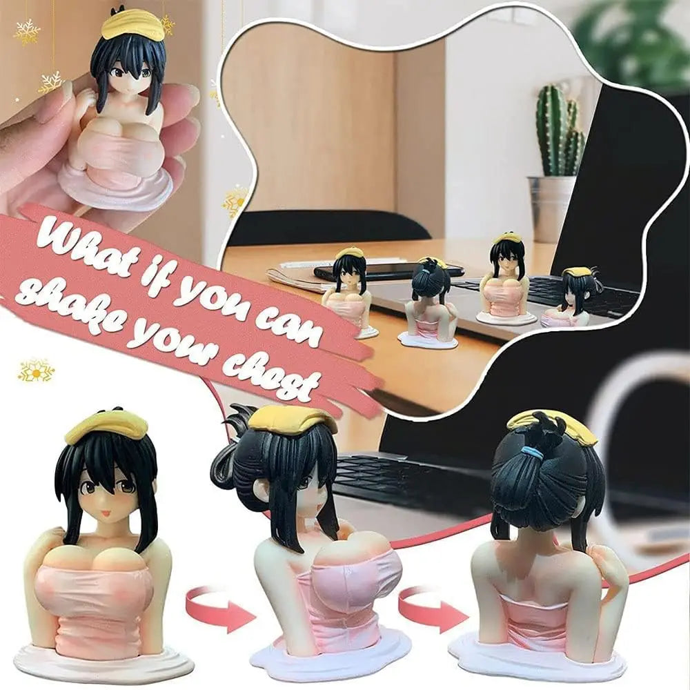 2023 Kawaii Shaking Chest Ornaments Cute Shake Girl Car Dashboard Decorations Anime Beautiful Girl Car Ornament Q-Version Toy