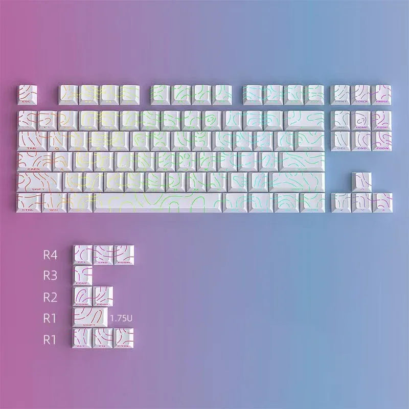 Contour 4.0 Side Engraved Keycap PBT Translucent 97 Key Gaming Mechanical Keyboard Key Cap White For Magnetic Switch