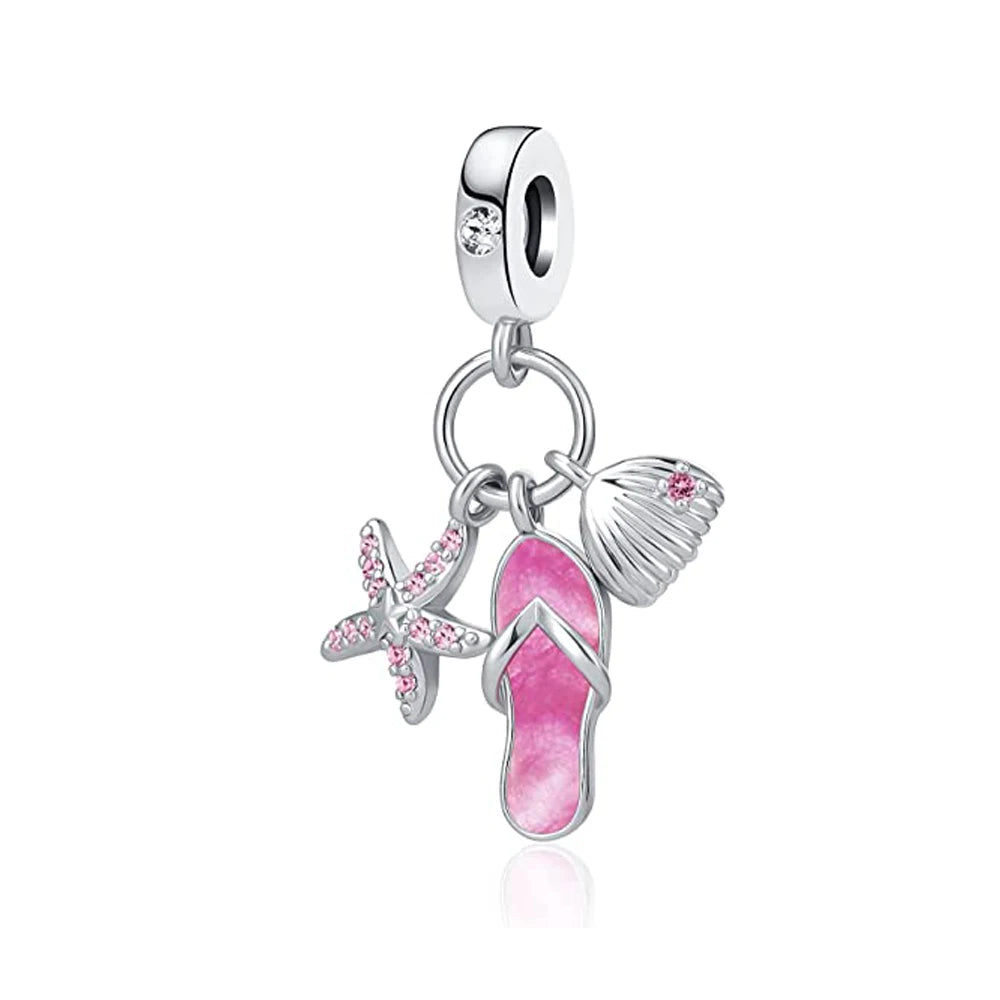 New 925 Silver Summer Ocean Series Starfish Turtle Octopus Cetacean Pendant Fit European Bracelets DIY Accessories Gifts