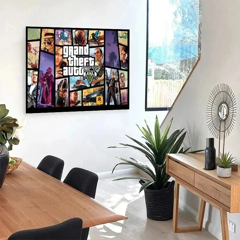 Canvas Painting Wall Picture Print Modern Video Game Grand Theft Auto Poster For Gamer Living Room Home Decor Frameless