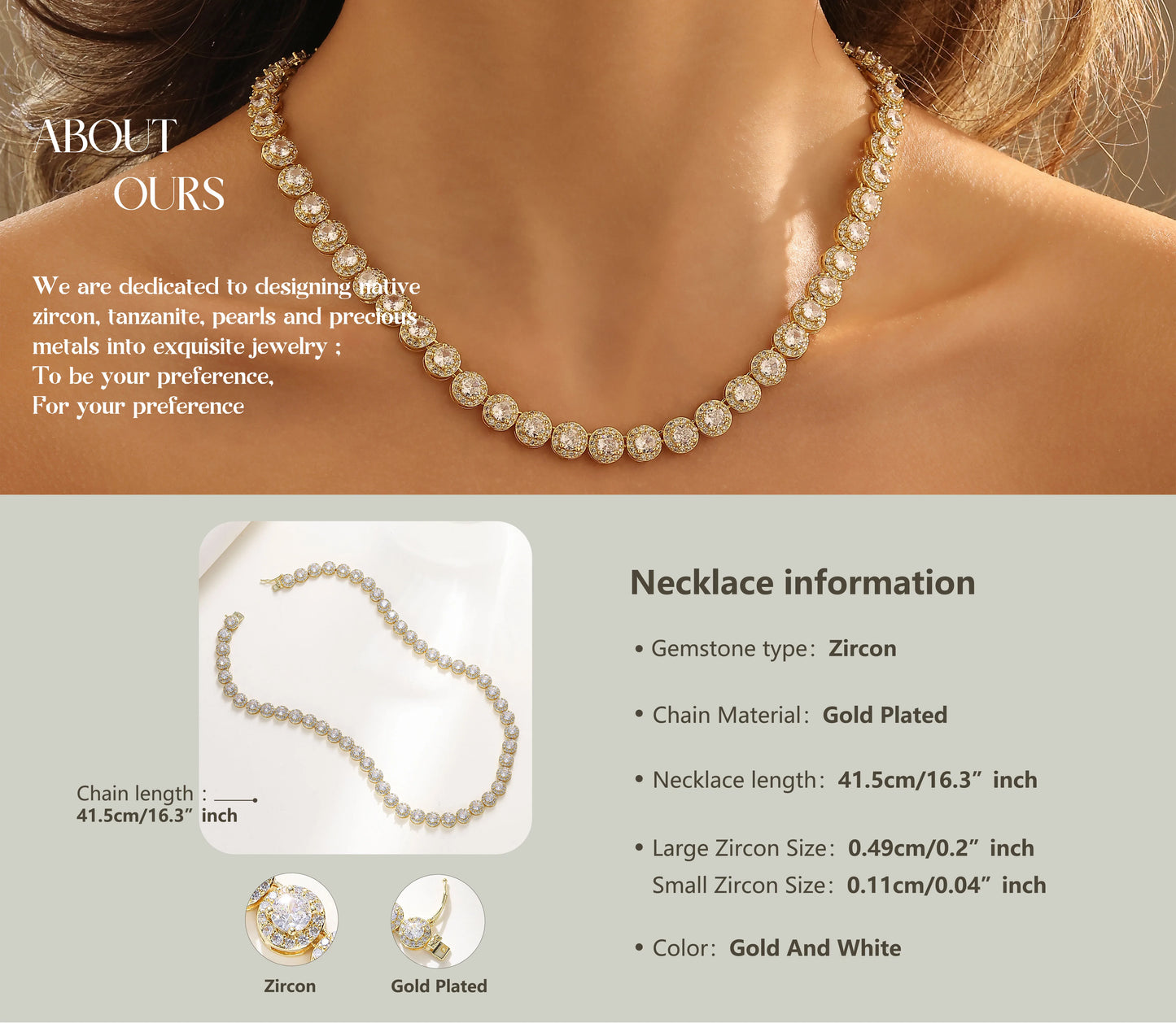 Tennis Necklace Necklace for Women Men Necklace Zircon Party Gift Trendy Jewelry Chains