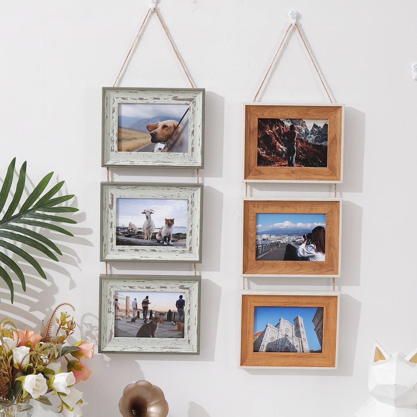 1pc triple 5 "horizontal plastic picture frame Hanging picture frame Splice frame Vertical wall decoration picture frame