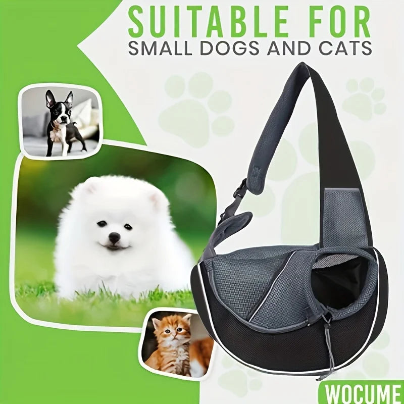 Portable Mesh Breathable Pet Shoulder Bag, Crossbody Cat and Dog Luggage, Small Chest Backpack for Travel and Walking