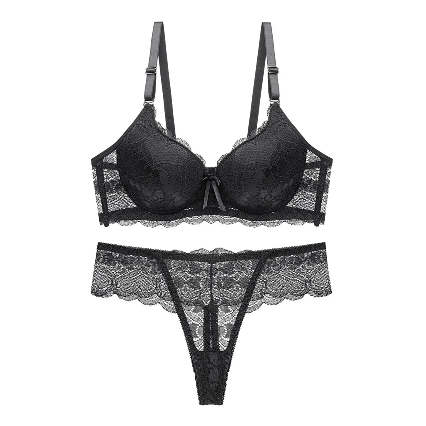 Women s Floral Lace Lingerie Set Sheer Mesh Seductive Babydoll Push up Bra and Panty 2 Pcs Set with Garter Belt