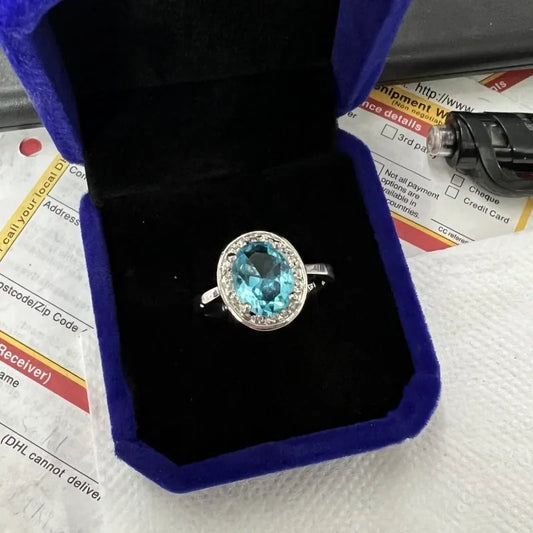 Valuable Lab Aquamarine Diamond Promise Ring 10KT White Gold Engagement Wedding Band Rings for Women Bridal Fine Jewelry