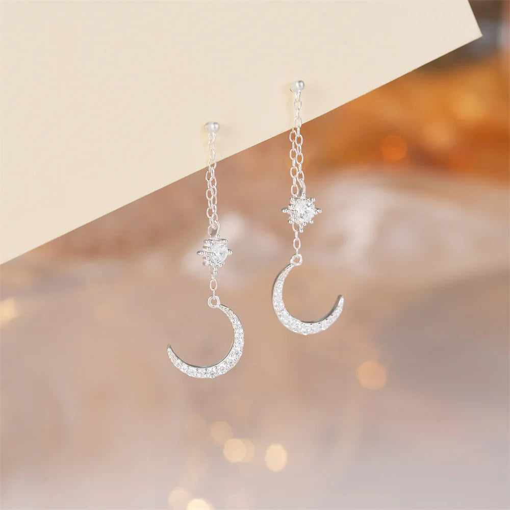 Sterling Silver Opal Star Charm Gold Hoop Earrings