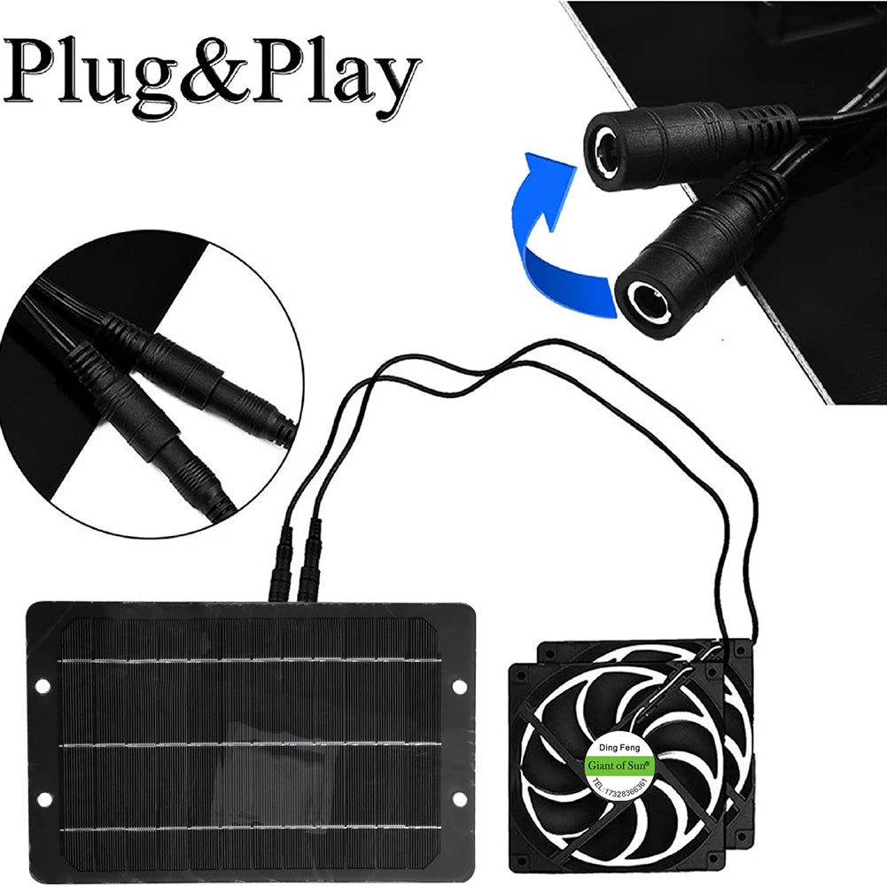 Solar Panel & 4.7inch Exhaust Fan 10W 12V Solar Powered Panel Kit Solar Panel Kitfor Roof Vent for Chicken Coop Shed Pet House
