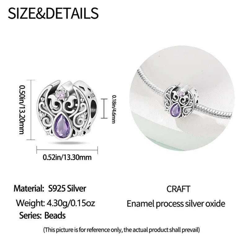 Hot Sale 925 Silver Retro Heart Shape Lotus Angel Charm Beads Fit Pandach Original DIY Bracelets Birthday Gifts Fine Jewelry