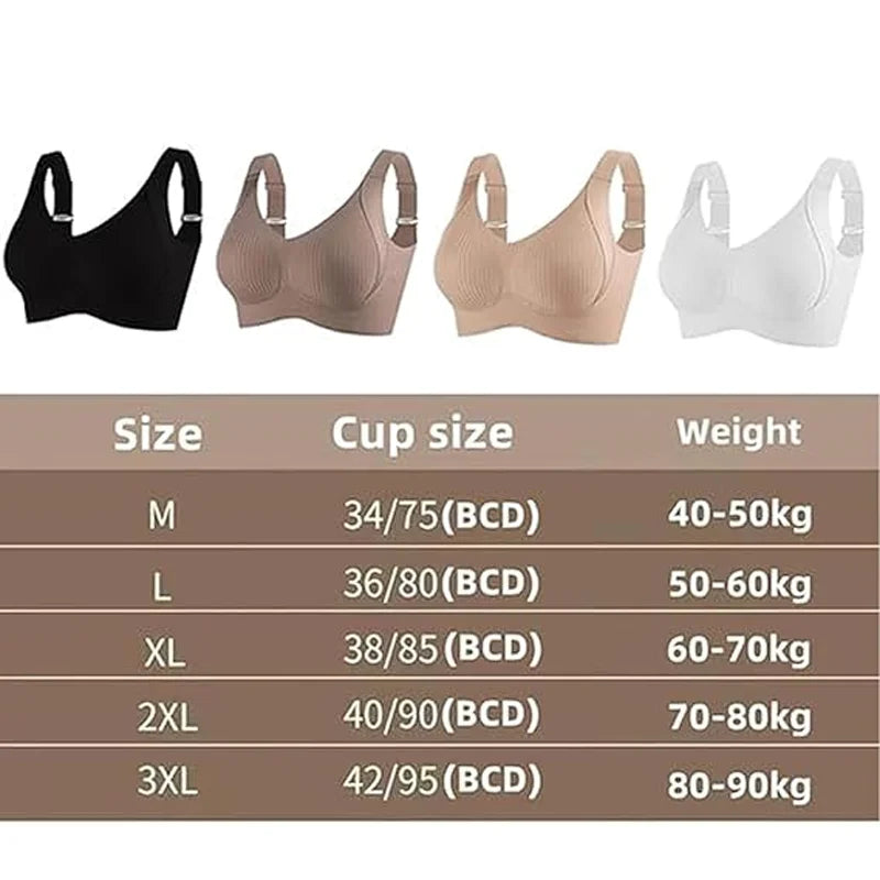 Large Size Seamless Underwear Women's Full Cup Adjustable Big Breast Revealing Small Breast Reduction Bra