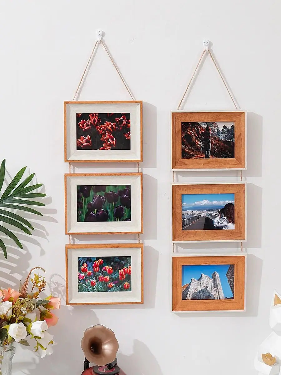 1pc triple 5 "horizontal plastic picture frame Hanging picture frame Splice frame Vertical wall decoration picture frame