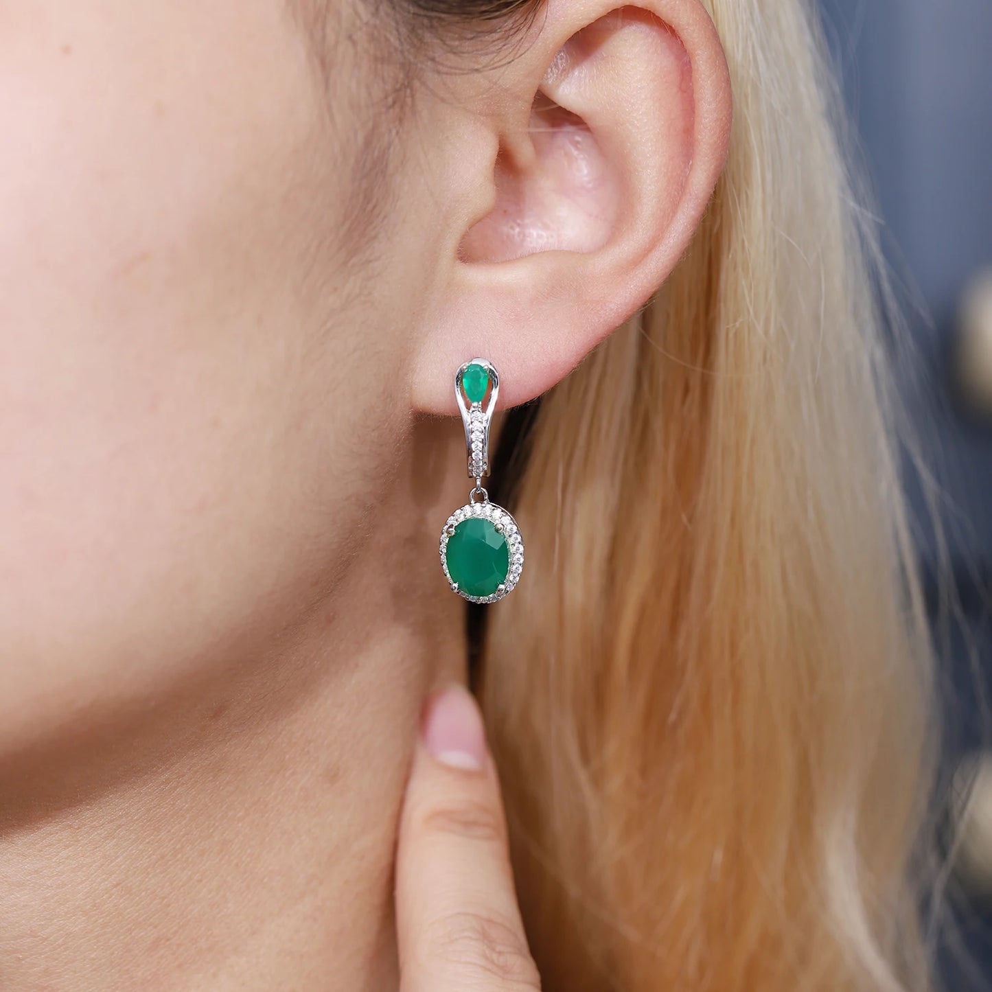 Gem's Ballet 5.15Ct Natural Green Agate Vintage Earrings 925 Sterling Silver Gemstone Drop Earrings For Women Fine Jewelry