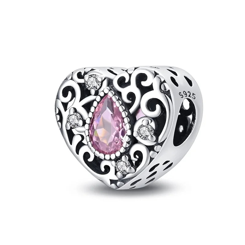 Hot Sale 925 Silver Retro Heart Shape Lotus Angel Charm Beads Fit Pandach Original DIY Bracelets Birthday Gifts Fine Jewelry