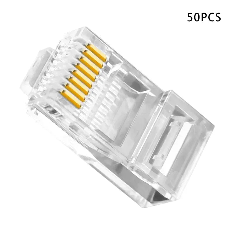 50PCs 100PCs Cat6 Connector RJ45 Connector Network Unshielded RJ45 Perforated Crystal Head Network Cable