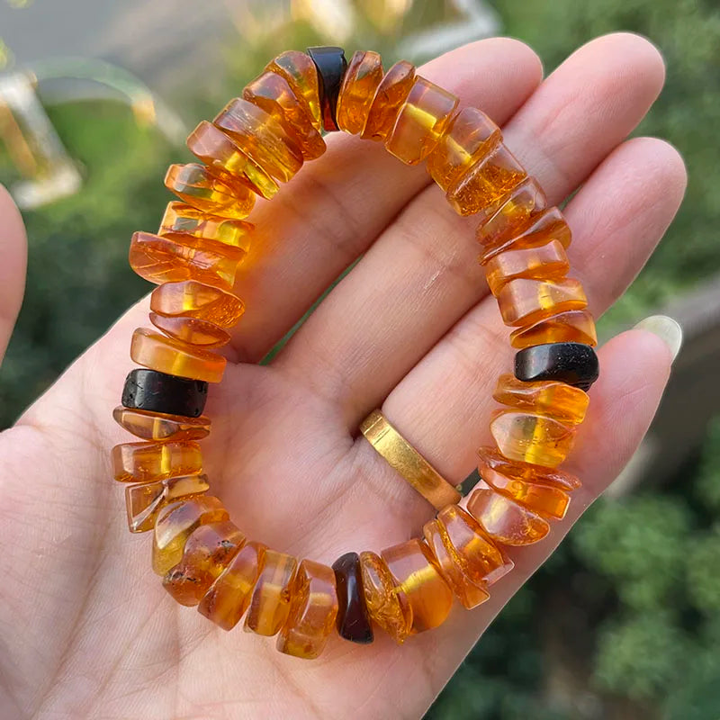 Big Natural Amber Bracelet for Unisex Gift Irregular New Unique 100% Genuine Ambre Diy Beads Healing Jewelry Supplier Wholesale