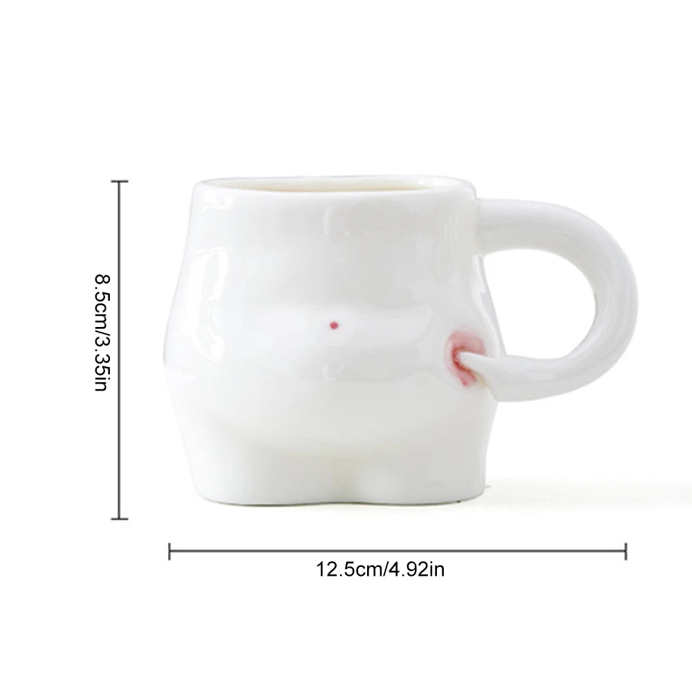 320ml Funny Coffee Mug with Hand Handle Cute Ceramic Mug Fat Belly Shaped Mug Weight Loss Encouragement Gift