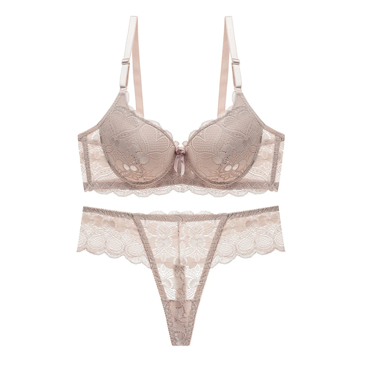 Women s Floral Lace Lingerie Set Sheer Mesh Seductive Babydoll Push up Bra and Panty 2 Pcs Set with Garter Belt