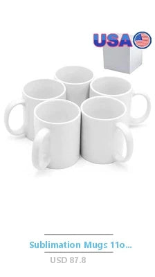 8 Pack 11oz White Sublimation Coffee Mugs Blank Ceramic Cups Custom Design Printing Gift Ideas Bulk