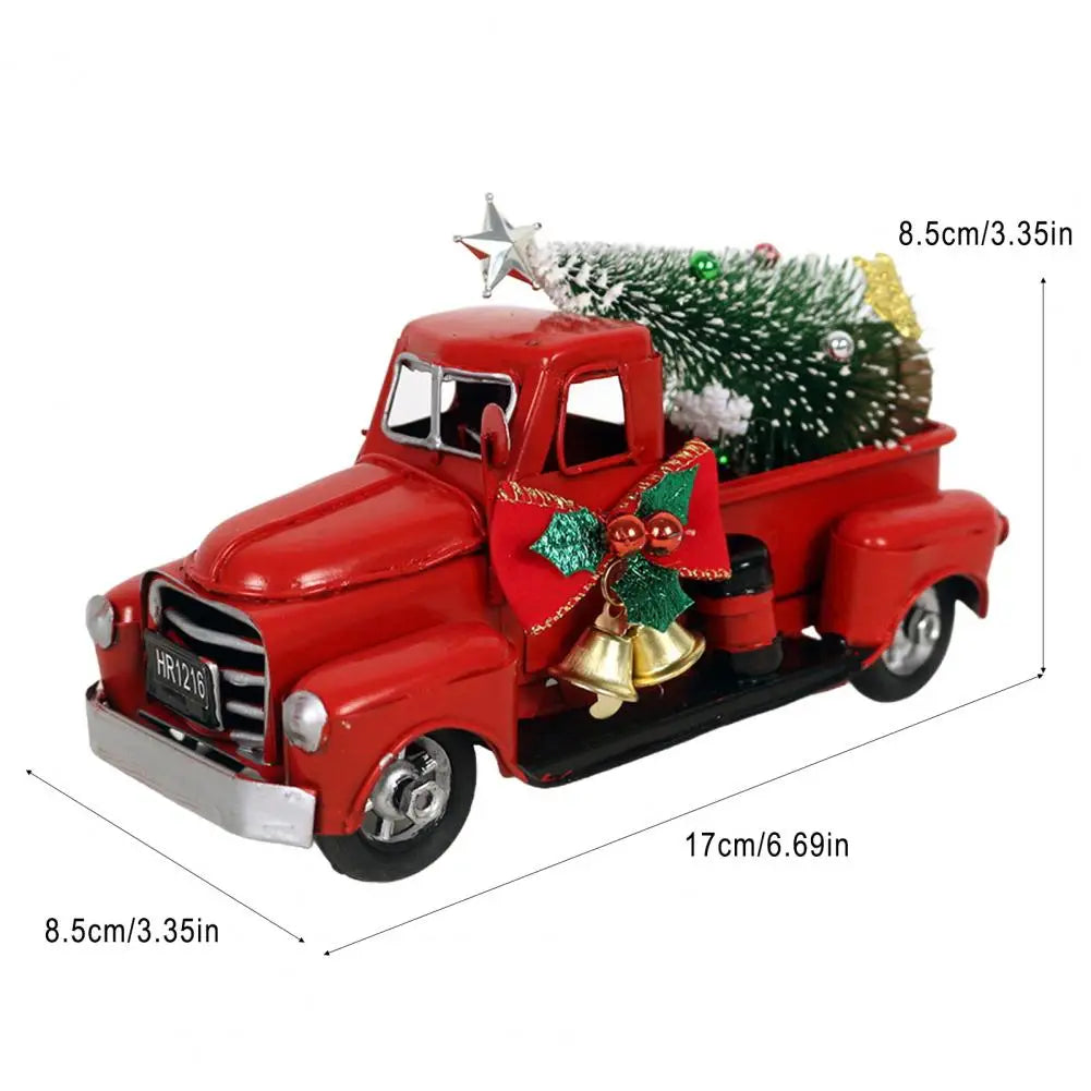 Red Truck Christmas Ornament Retro Car Model Xmas Tree Bell Decor Paint Car Ornament Christmas Decoration Home Office Decoration